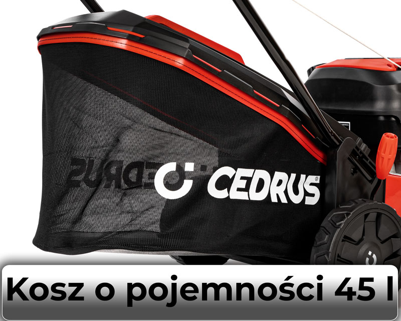 Kosz o pojemności 45 l w kosiarce Cedrus KS42